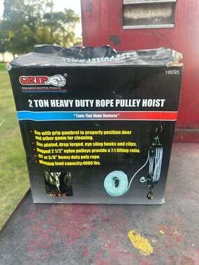 GRIP 2 Ton Heavy Duty Rope Pulley Hoist 18095